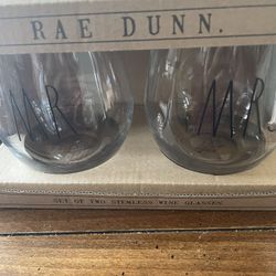 Rae Dunn Mr & Mrs Wine Glasses 