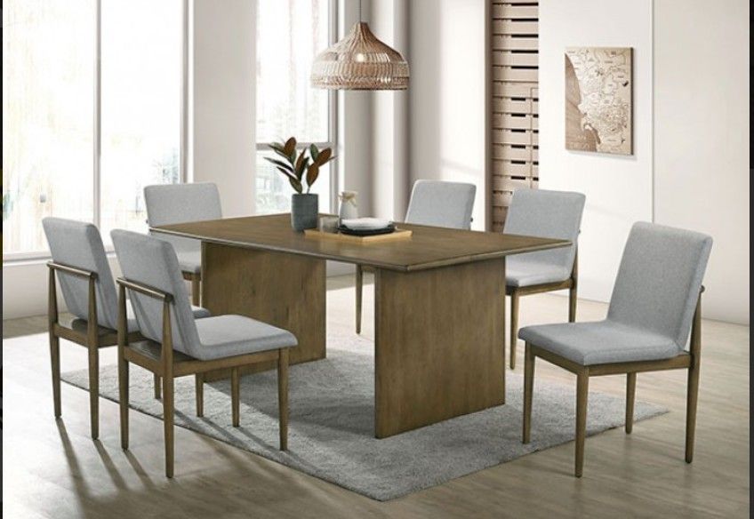 Brand New Natural Tone & Grey 7pc Dining Table Set,All Products : American Fashion Style Bags On Sale