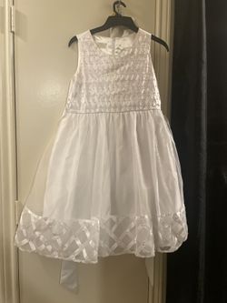 Girls White Sleeveless Dress