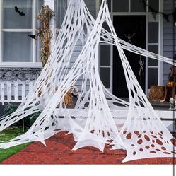 1000sqft Halloween Giant Spider Web Decoration,Cut Your Own Stretchy Spider Netting, DIY Spooky Flexible Spider Webs Decor for Halloween Haunted House