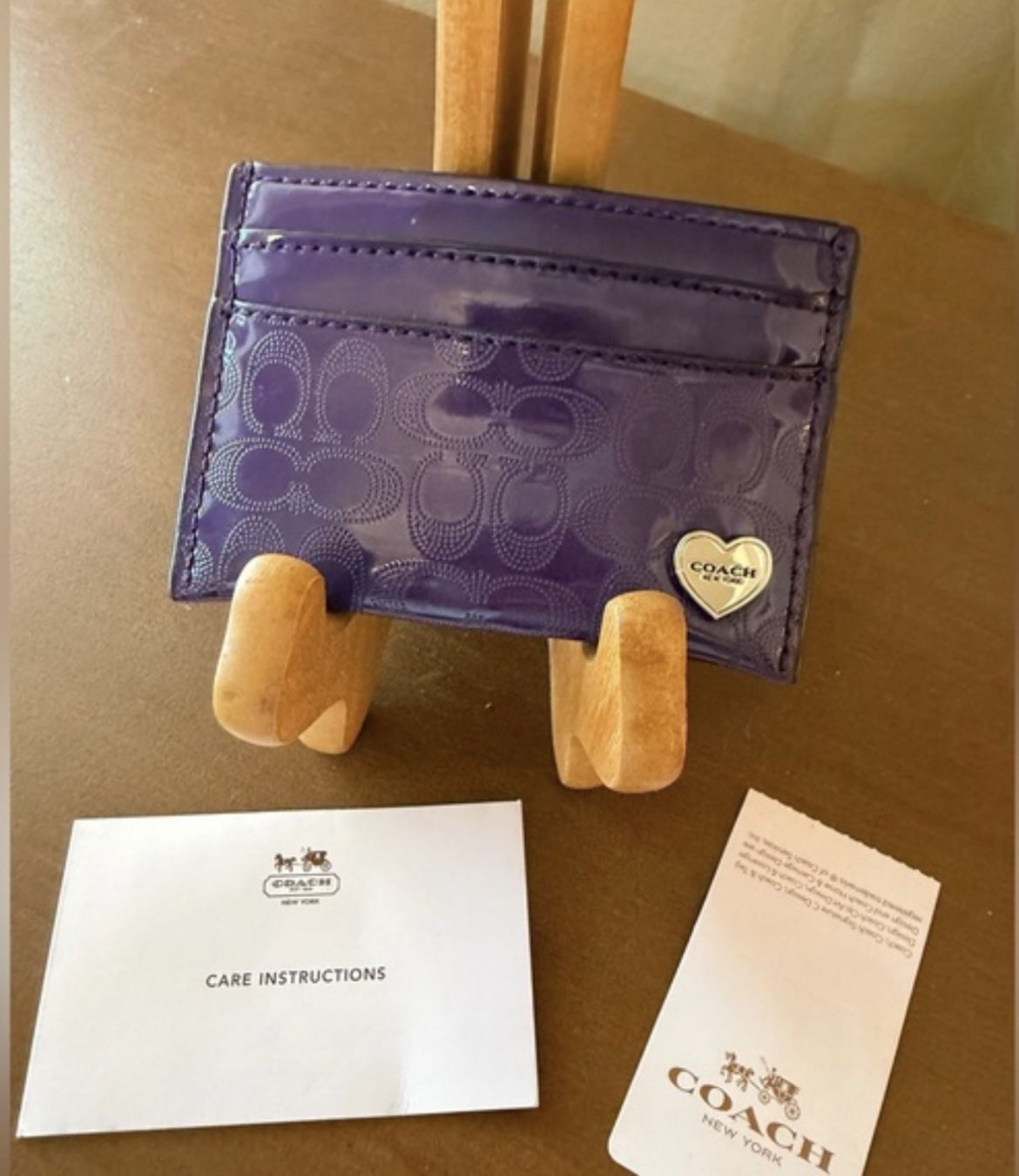 Coach purple patent leather card case