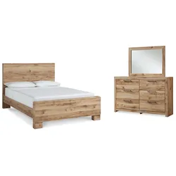 Hyanna Queen Panel Bed with Mirrored Dresser Ultimate Bargain Blowout