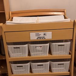 Changing Table With 6 White Bins
