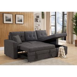 Sectional Chaise Reversible Convert To Bed With Storage Below 88x57