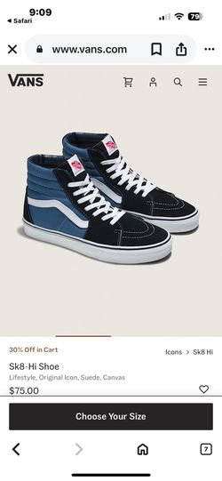 Vans Sk8-Hi Shoe Size 8