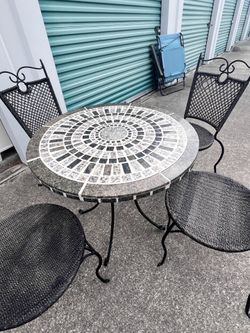 Mosaic Patio Table and 4 Chairs Set