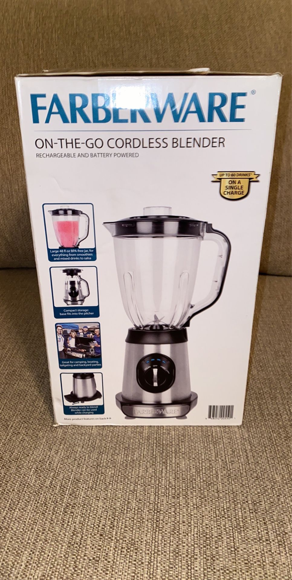 Farberware Portable Rechargeable 2-Speed Blender, Stainless