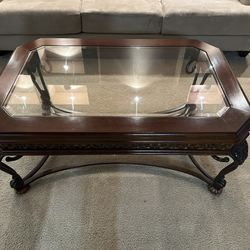 3 End Tables; Coffee Glass Table With Lamps