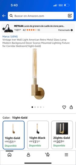 SJENG Vintage Gold Wall Sconce Light Fixture