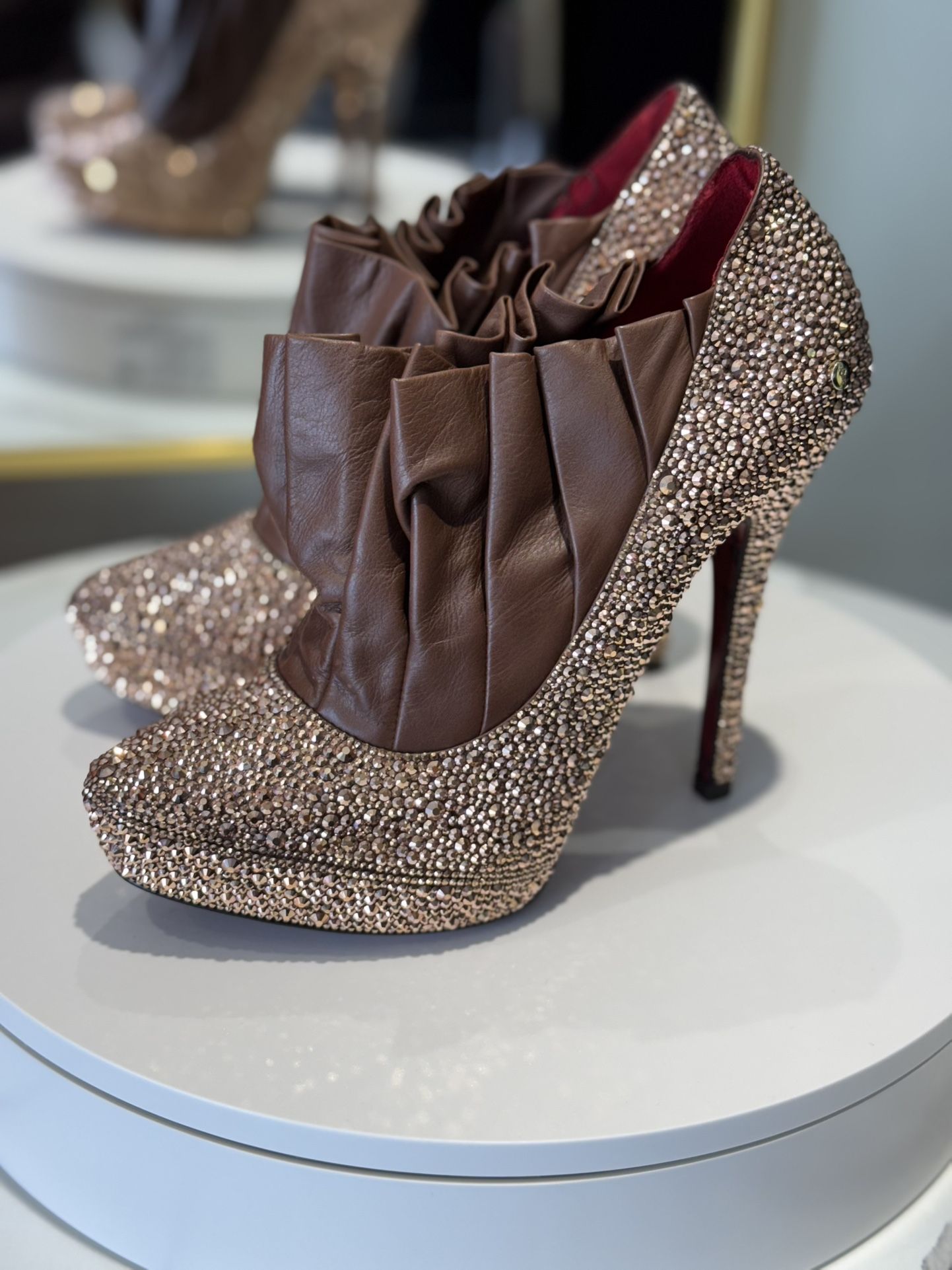 Cesare Paciotti Brown and Gold Heels Size 6,5