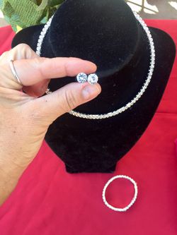 ITALIAN CZ CHOKER WITH MATCHING EARRINGS AND EARRINGS