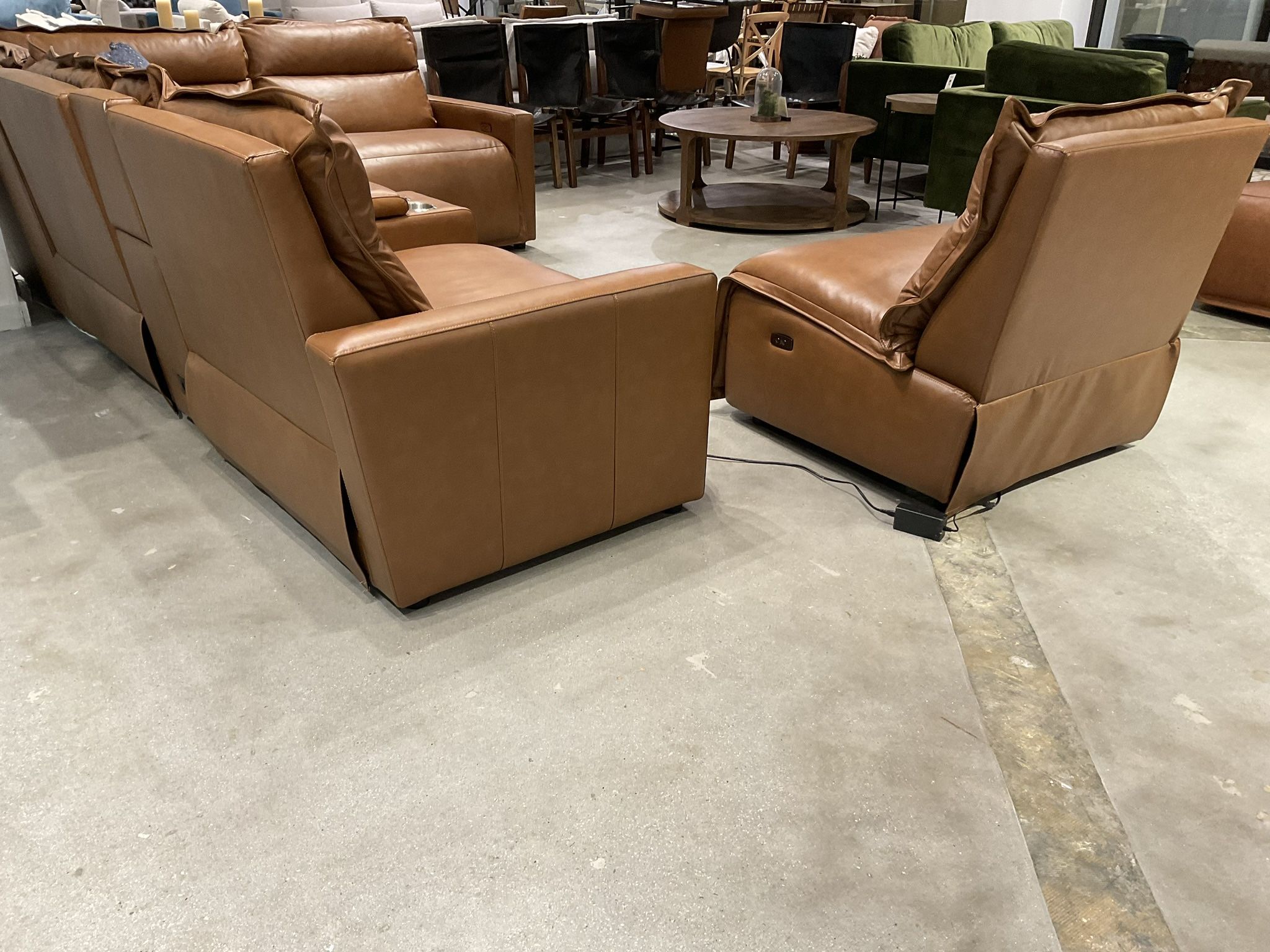 New Vancouver Leather Five Piece Motion Sectional in Rowland Brown