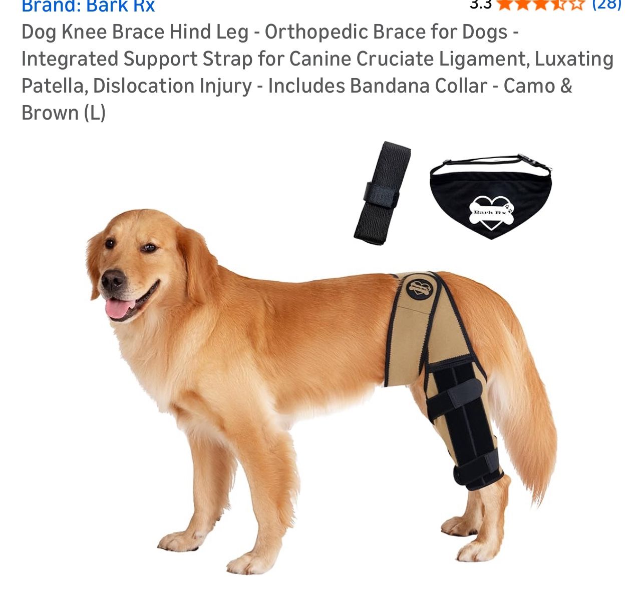 Dog Knee Brace Hind Leg Size: L