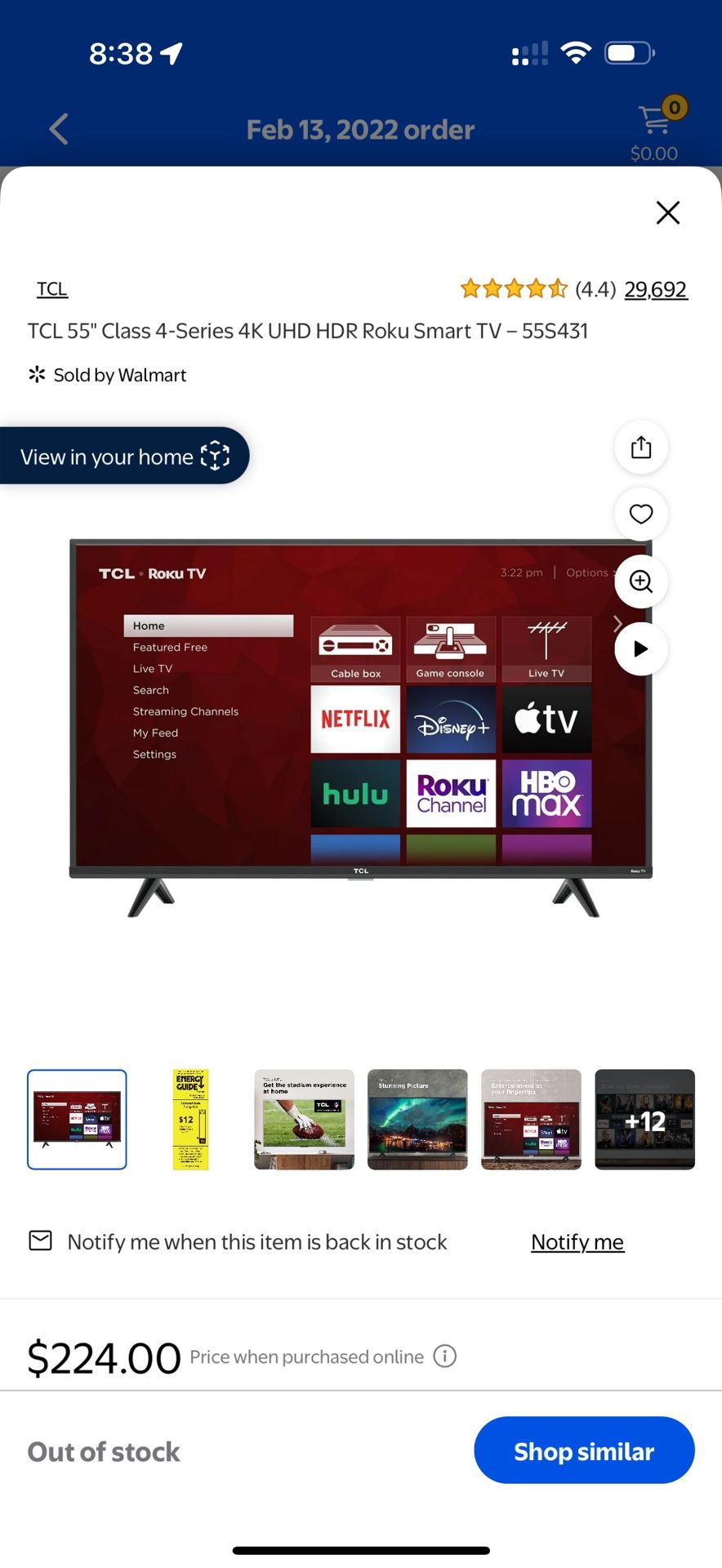 (WITH 5yr INSURANCE) TCL 55" Class 4-Series 4K UHD HDR Roku Smart TV – 55S431