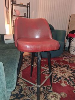 Red Vinyl Swivel Bar Stool