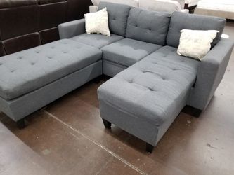 Charcoal gray fabric sofa chaise sectional