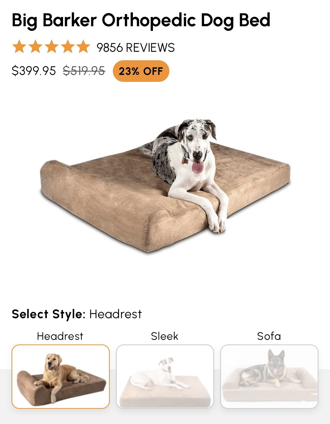 Big Barker Orthopedic Dog Bed Giant In Color Khaki