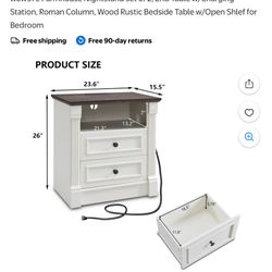 New end table, side table, or nightstand with outlets and two drawers