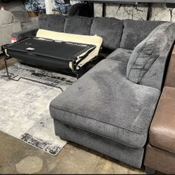 Sunday🌅 Financing 💰 Showroom 🪩Slate  Gray  Full Sleeper Couch Sectional Sofa w/ RAF Chaise