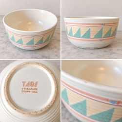 Vintage TAOS Treasure Craft USA Ceramic Serving Bowl – Southwestern Geometric – 9.5"