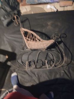 Vintage christmas victorian sleigh wicker wrought iron