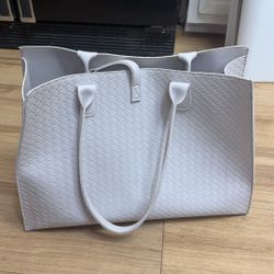 Ulta Beauty Large Woven Tote Bag Stone White 