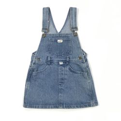 VINTAGE GUESS DENIM OVERALLS DRESS SKIRT SZ 5Y 5 YOUTH GIRLS JEANS TRIANGLE LOGO
