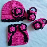 Crochet Baby Girl Diaper Cover Outfit Photo Prop 