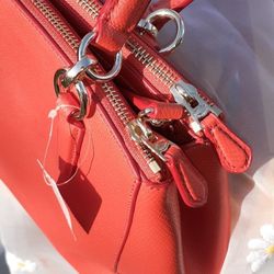 New Coach Watermelon Orange Crossgrain Leather Purse