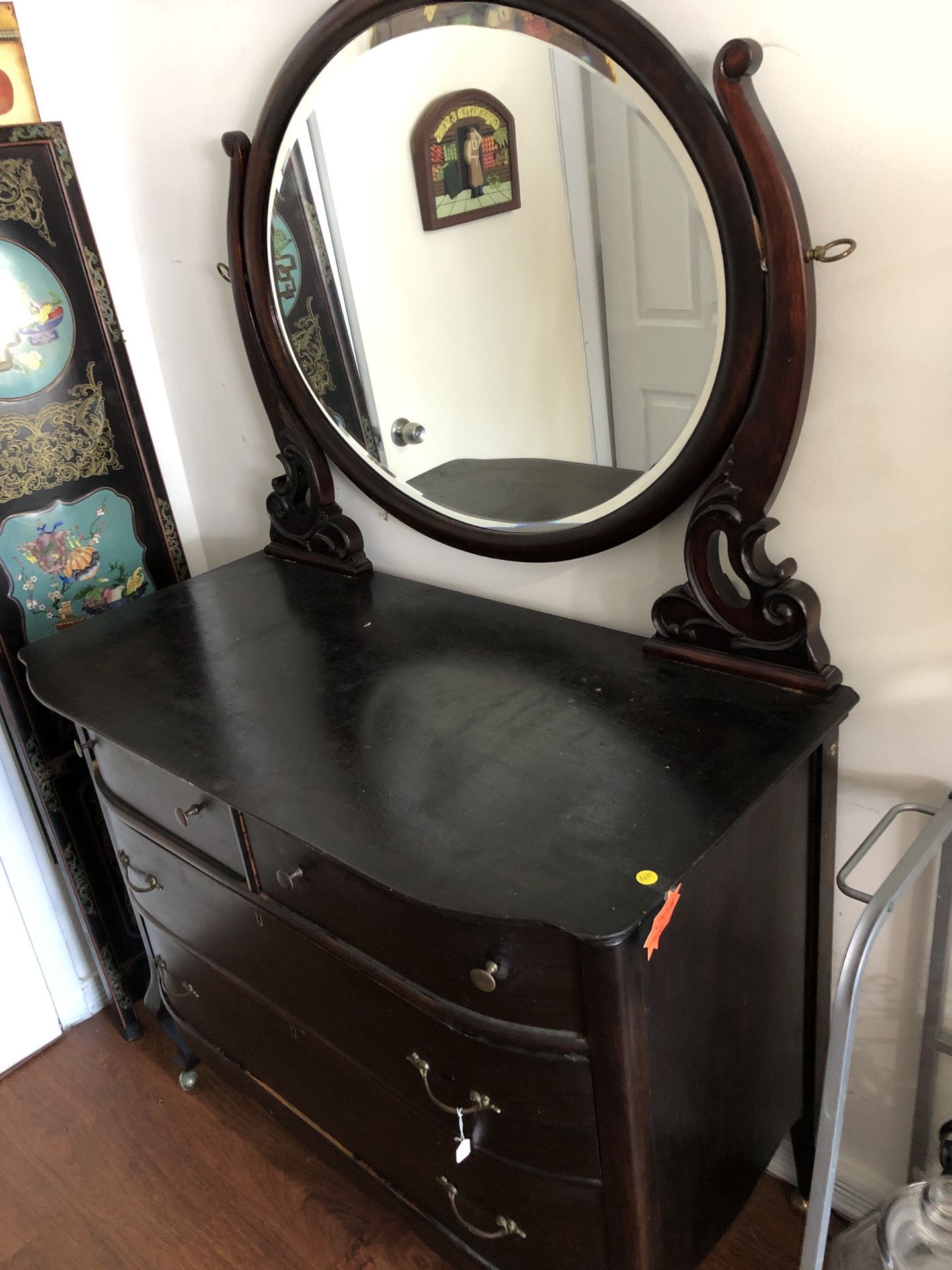 Antique armoire with mirror