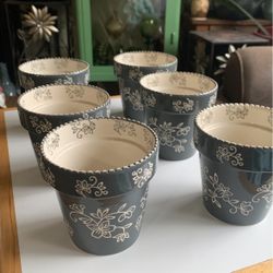 6 Beautiful Matching Ceramic Planter Pots