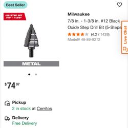 #12 Milwaukee Black Oxide Step Bit 