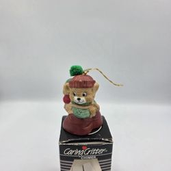 Vintage Jasco Caring Critter Chimer Bell Mother Bear Carrying Baby Cub Ornament 
