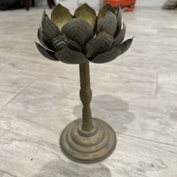 Antique Brass Art Nuevo Candle Holder