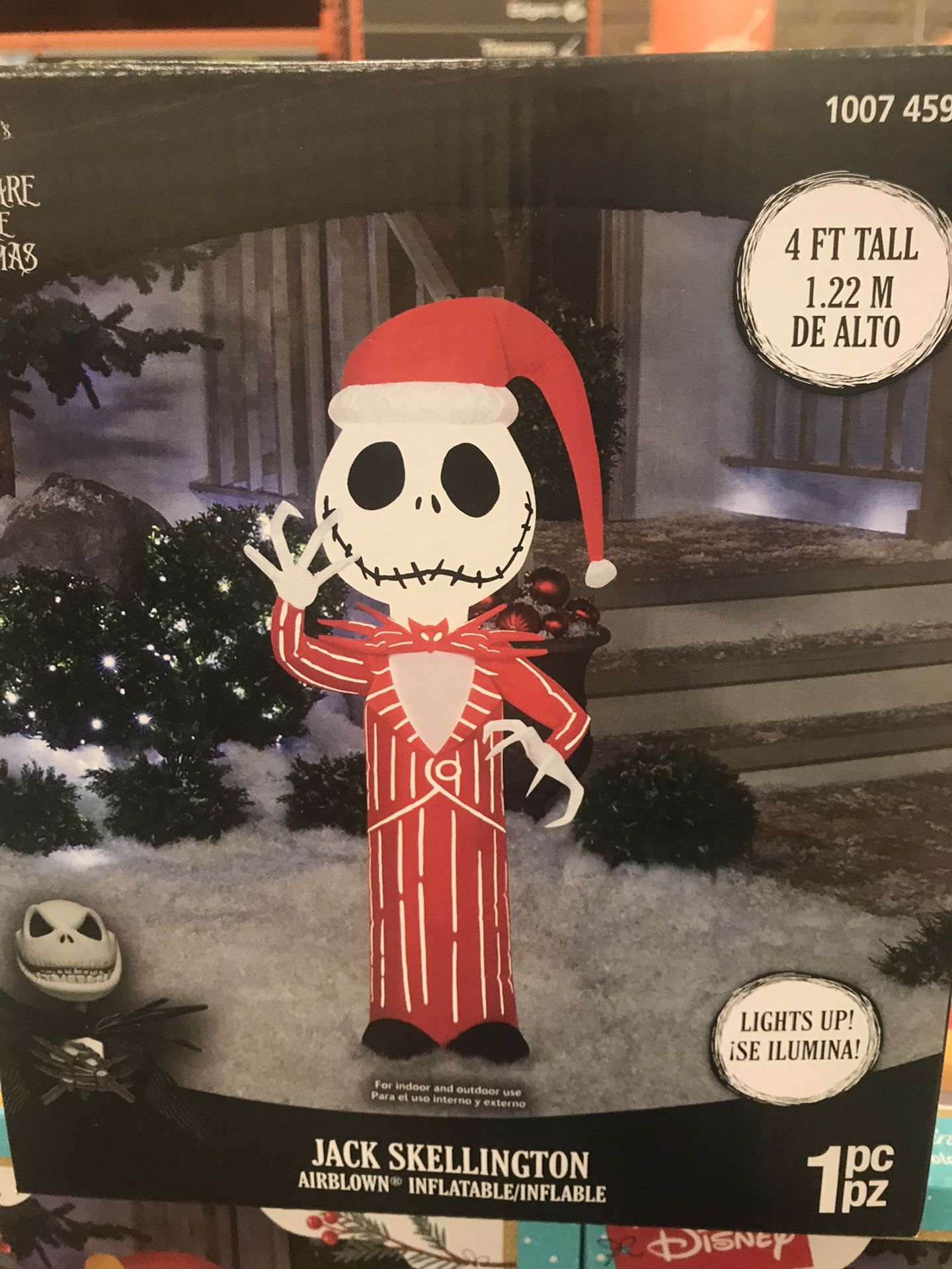 4FT Halloween Inflatables Jack Skellinton Decoration, Outdoor Halloween Blow Up Decorations for Yard, LED Lights hocus pocus inflatable Outdoor