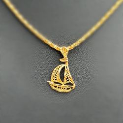14k solid yellow gold boat 🚤 ship Pendant charm