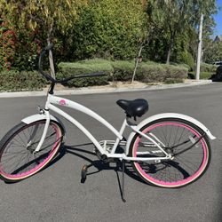 Hb Skull X Bones Beach Cruiser White 26 Inch Single Speed