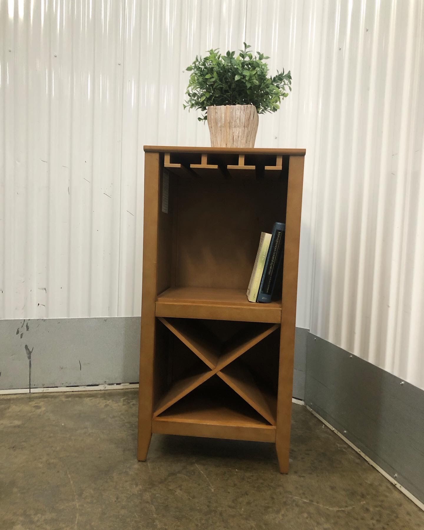 Modern Minimalist Brown Nightstand Bookshelf Wine Rack End Table