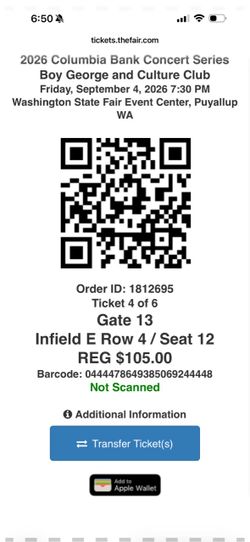 Boy George & Culture Club Concert Ticket 2026