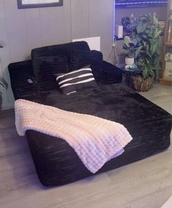 Brand new Black Corduroy Chaise  sofa bed