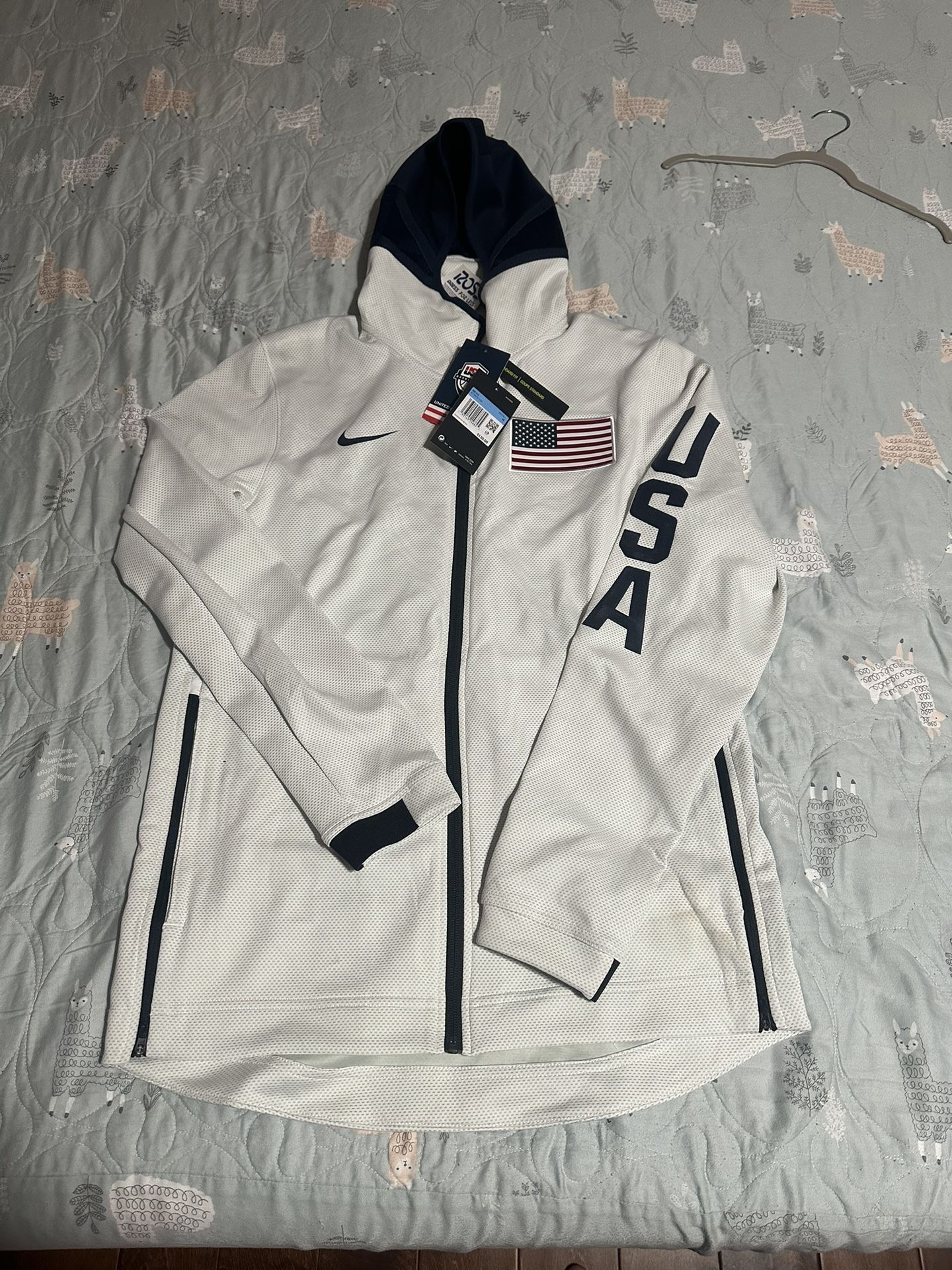 NIKE USA Basketball Therma Flex Showtime Hoodie Jacket sz Medium White USA