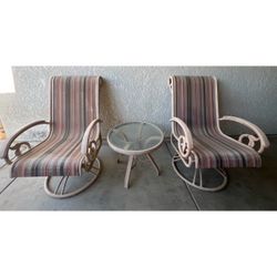 Patio Swivel Rocker Chairs and Side Table Set