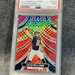 🔥2024 Caleb Williams ROOKIE Airborne RED Plaid PSA 9! 🔥