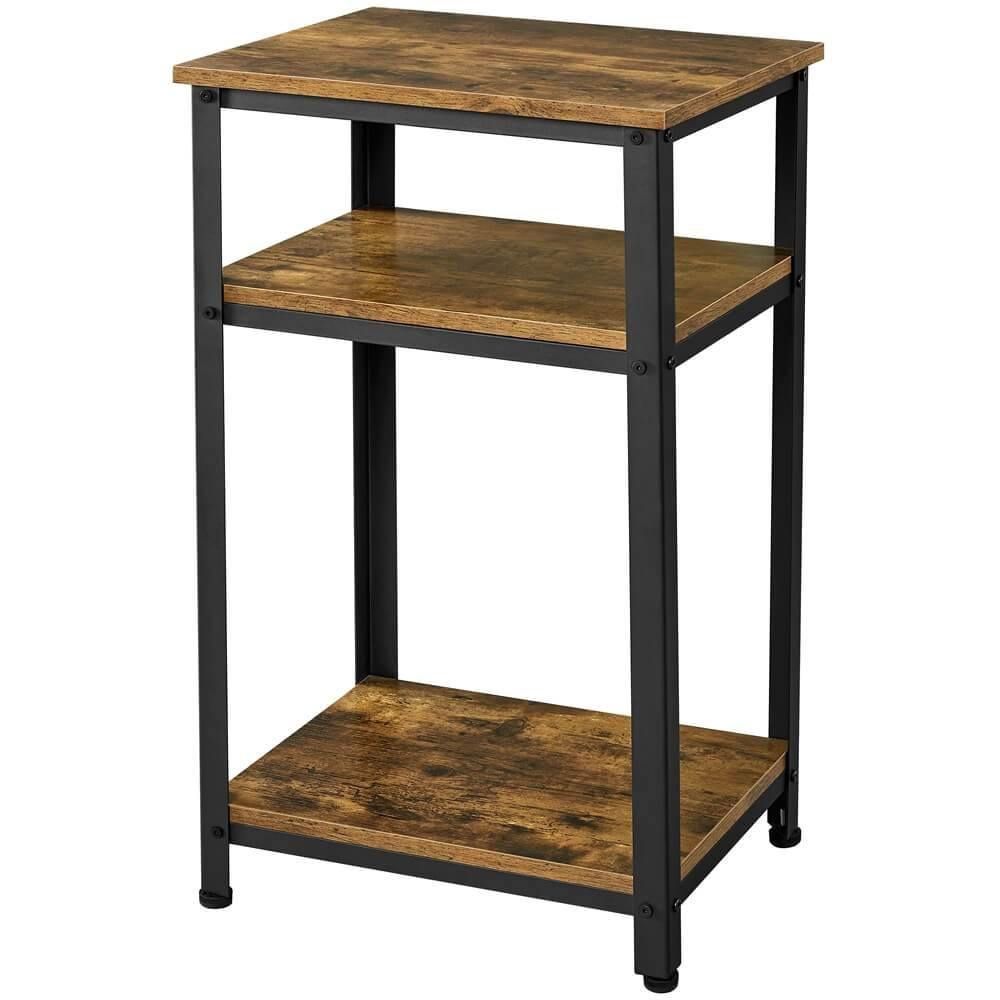 Side Table with Storage Shelves