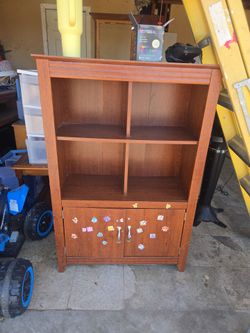 Wood Bookcase with Cabinet Doors