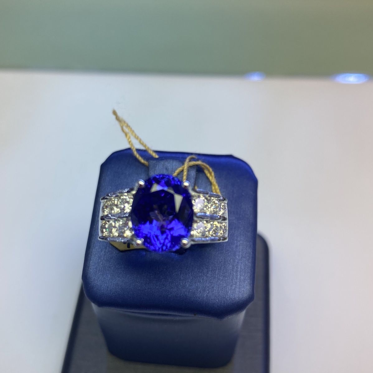 Custom 14 K Made Ring Tanzanite With Diamond 