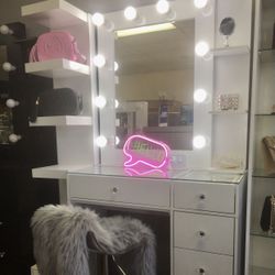 Vanity Set Hollywood White Mirror LED Lights Makeup Table✨New