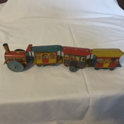 Vintage 1950s Crazy Express Wind Up Toy Train