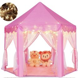 Princess Tent Girls Large Playhouse Kids Castle Play Tent with Star Lights Toy for Children Indoor and Outdoor Games, 55'' x 53'' (DxH)