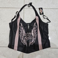 Harley Davidson Leather Halter Top
